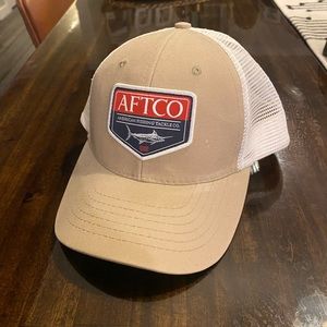 Aftco tan and white SnapBack fishing hat